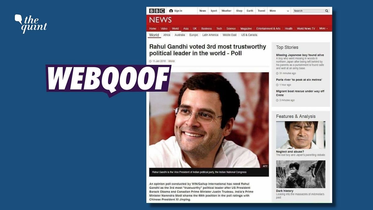 Morphed Pic Claims Rahul Gandhi is World's 3rd Most Trustworthy Leader