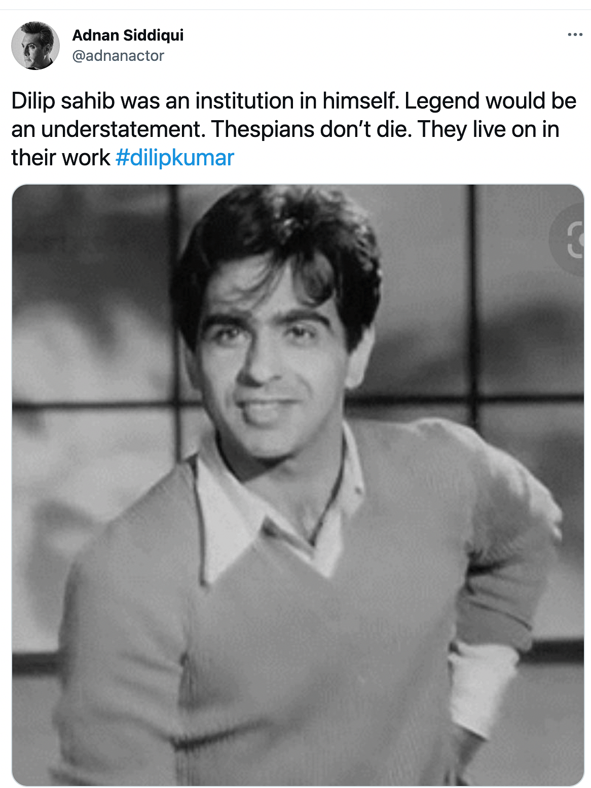 "A purist par excellence", wrote Ali Zafar in his tribute to Dilip Kumar. 