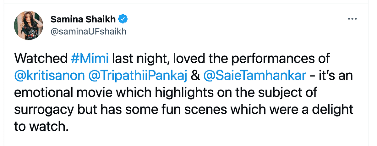 Mimi, starring Kriti Sanon, Pankaj Tripathi among others, is streaming on Netflix.