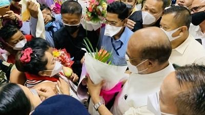 Mirabai Chanu received a hero's welcome on returning home to Manipal