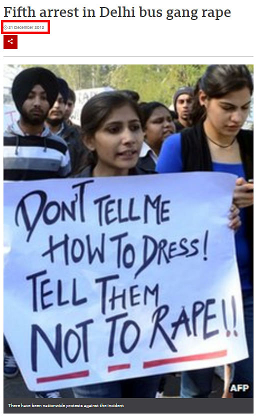 The original image, which dates back to December 2012, was from a protest following the 'Nirbhaya' gangrape case.
