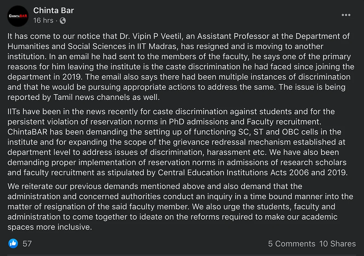 <div class="paragraphs"><p>Statement by IIT-M independent student group, ChintaBar</p></div>