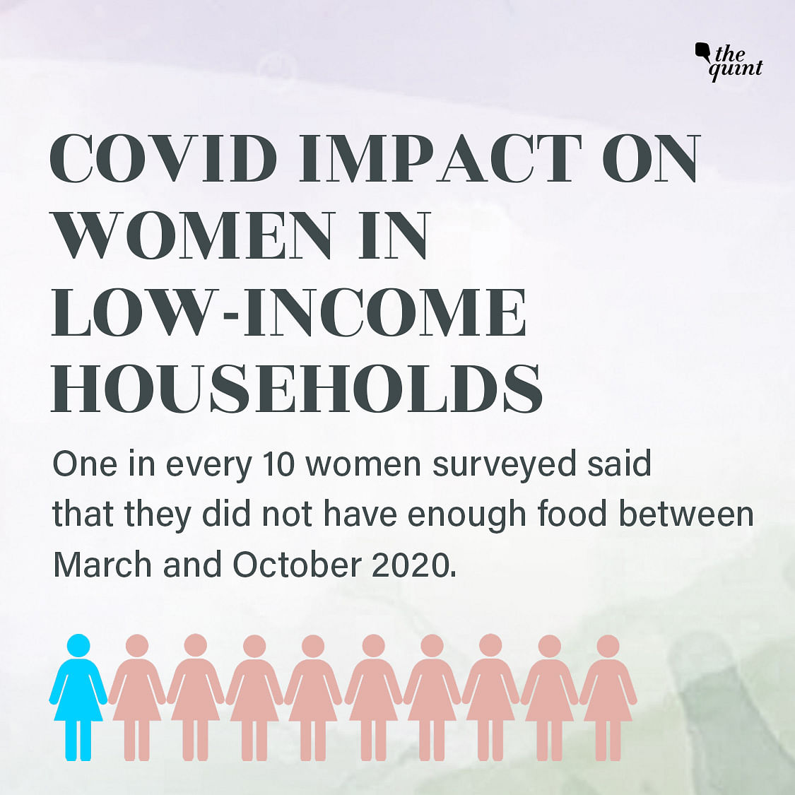 One in every 10 women surveyed said that they did not have enough food between March-October 2020.