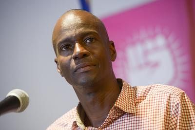 <div class="paragraphs"><p>Jovenel Moise attends a press conference after the results of the first round of presidential elections, in Port-au-Prince, Haiti, on 5&nbsp;November 2015. </p></div>