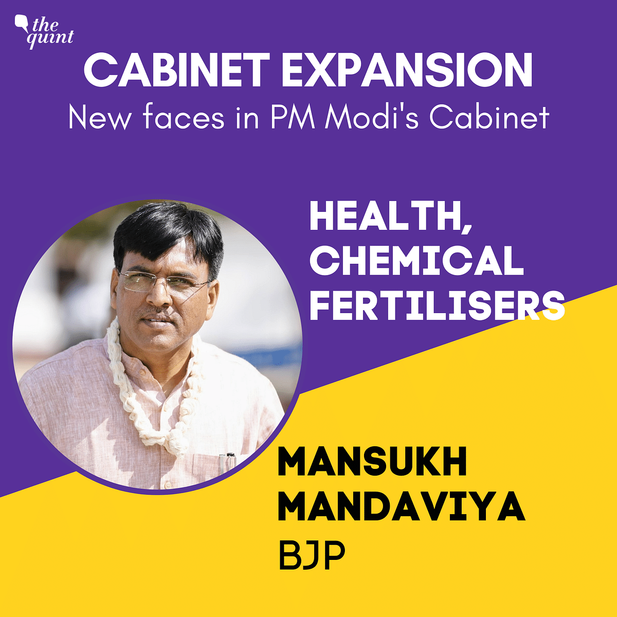 Cabinet reshuffle: Newly-inducted minister Mansukh Mandaviya has been given the health portfolio.