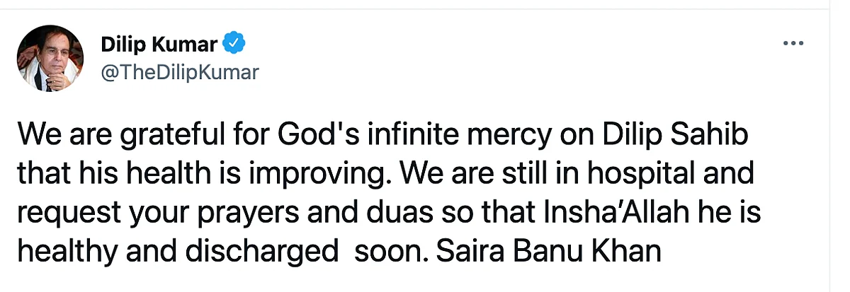 Dilip Kumar's Health is Improving, Tweets Saira Banu