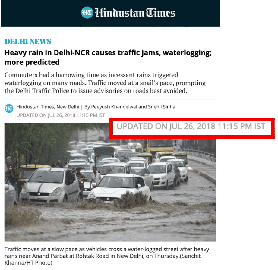 Old Images Used to Show Recent Waterlogging in Delhi After Rain