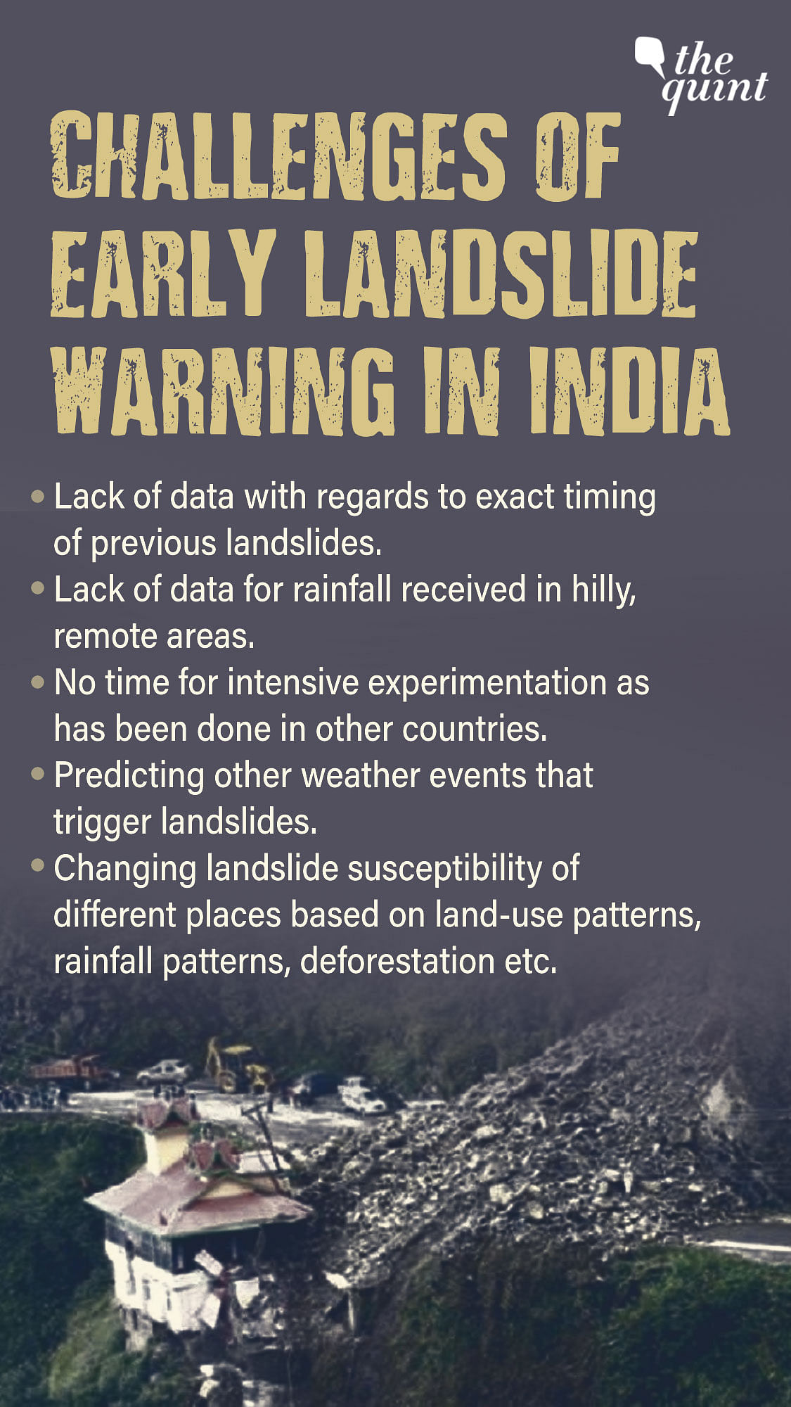 Over 12 percent of the Indian landmass is prone to landslides.