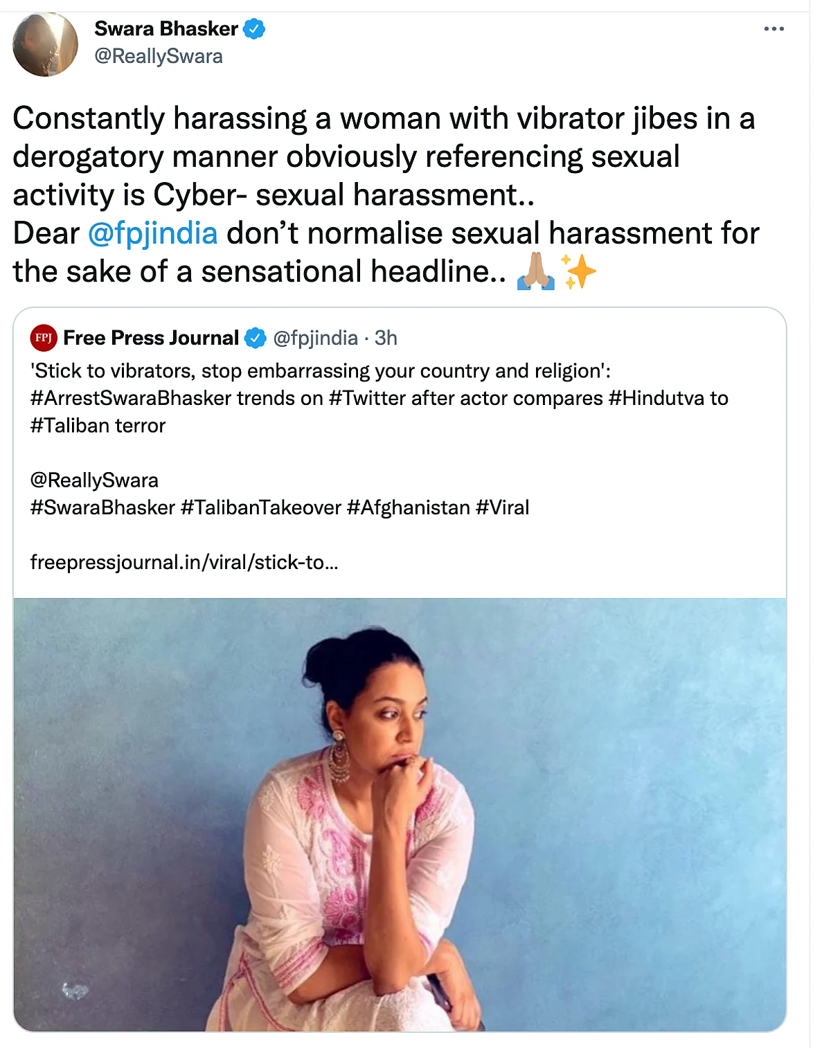 Taliban Doesn't Deserve Nuance, Says Swara as #ArrestSwaraBhasker Trends