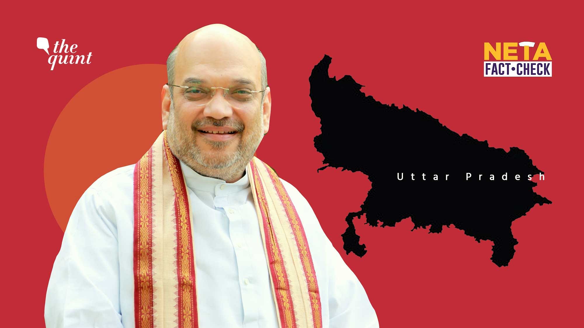 <div class="paragraphs"><p>Home Minister Amit Shah spoke at a gathering in Uttar Pradesh, prior to the state's upcoming Assembly elections in 2022.</p></div>