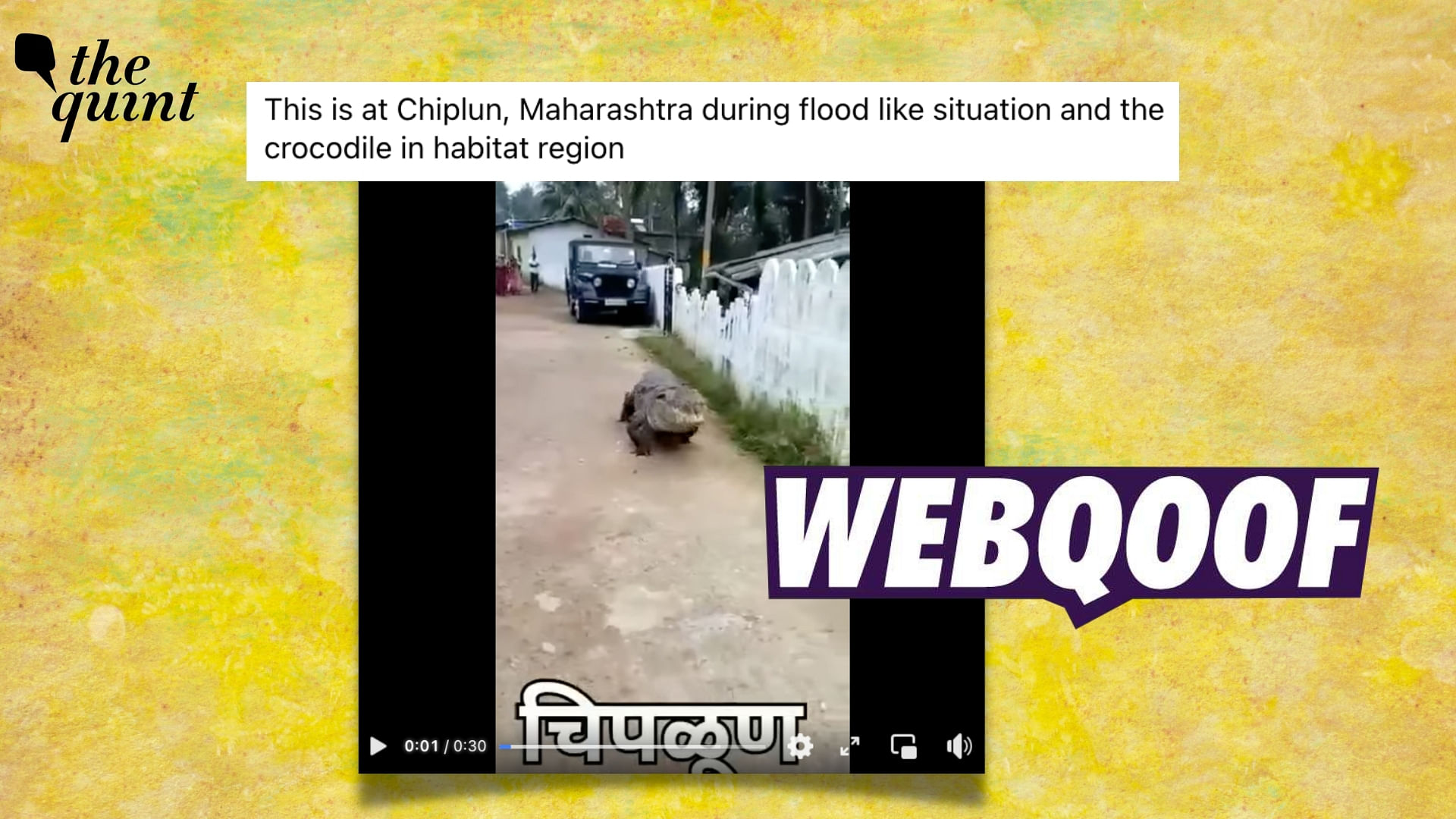 <div class="paragraphs"><p>The viral claim states that the crocodile was spotted in Chiplun, Maharashtra.</p></div>