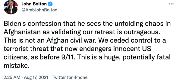 Joe Biden's address comes a day after the Taliban took control of Afghanistan. 