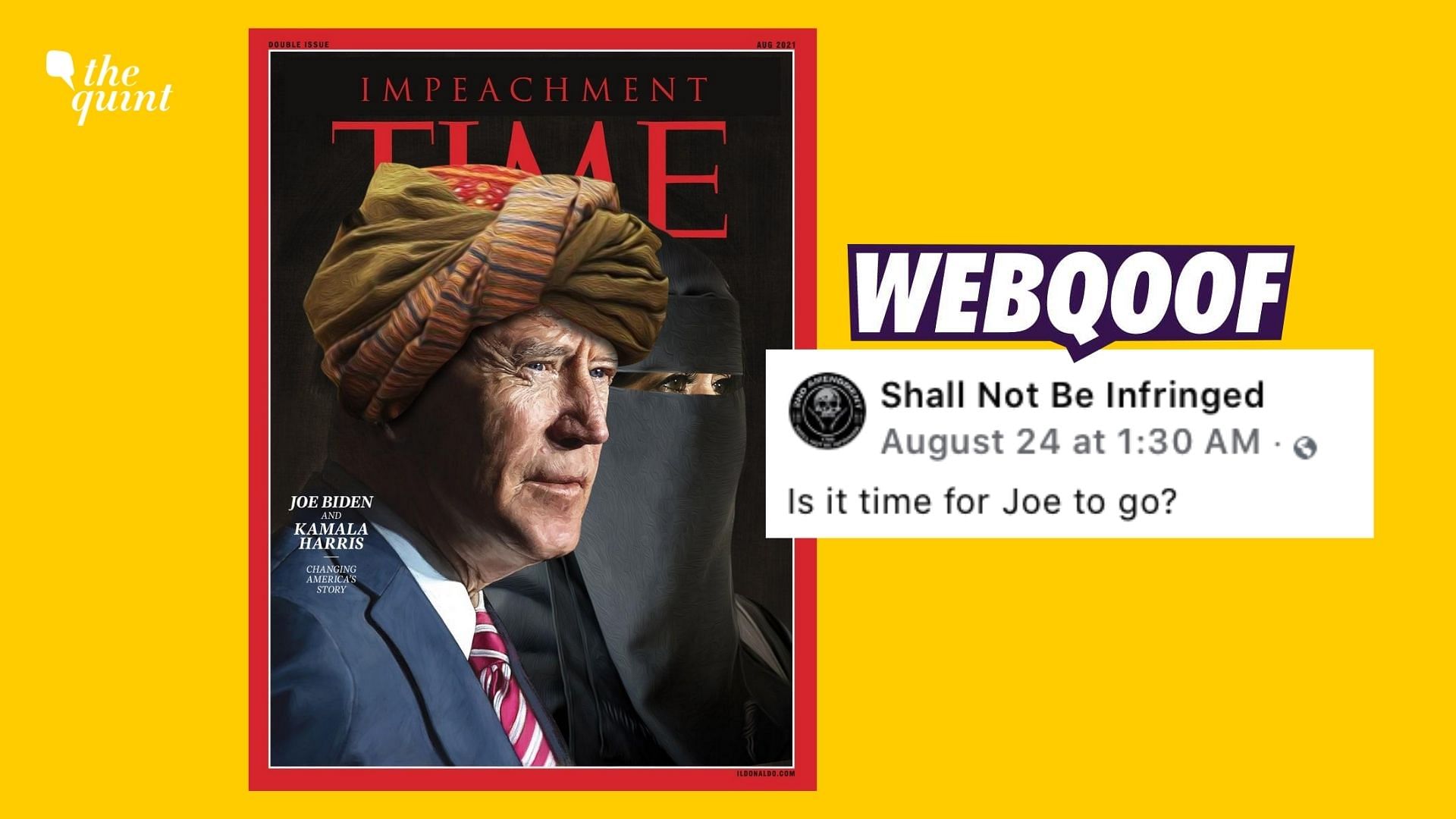 <div class="paragraphs"><p>An altered version of <em>TIME</em> magazine's cover was shared by social media users falsely claiming that the magazine mentioned 'impeachment' in its cover on the US President Joe Biden.</p></div>