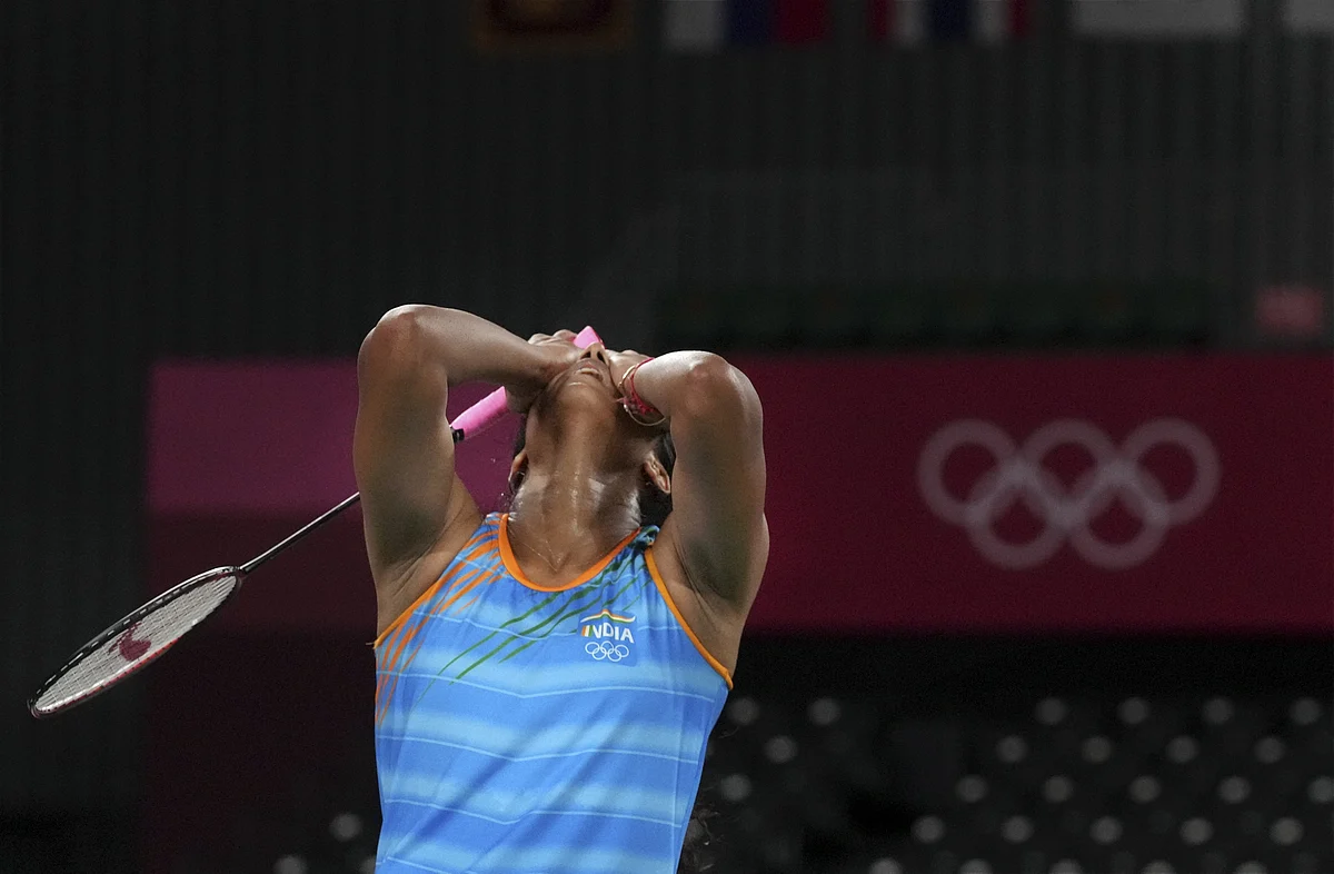 <div class="paragraphs"><p>Tokyo: India's Pusarla V. Sindhu reacts during her women's singles badminton bronze medal match against China's He Bingjiao, at the 2020 Summer Olympics, in Tokyo, Sunday, Aug. 1</p></div>