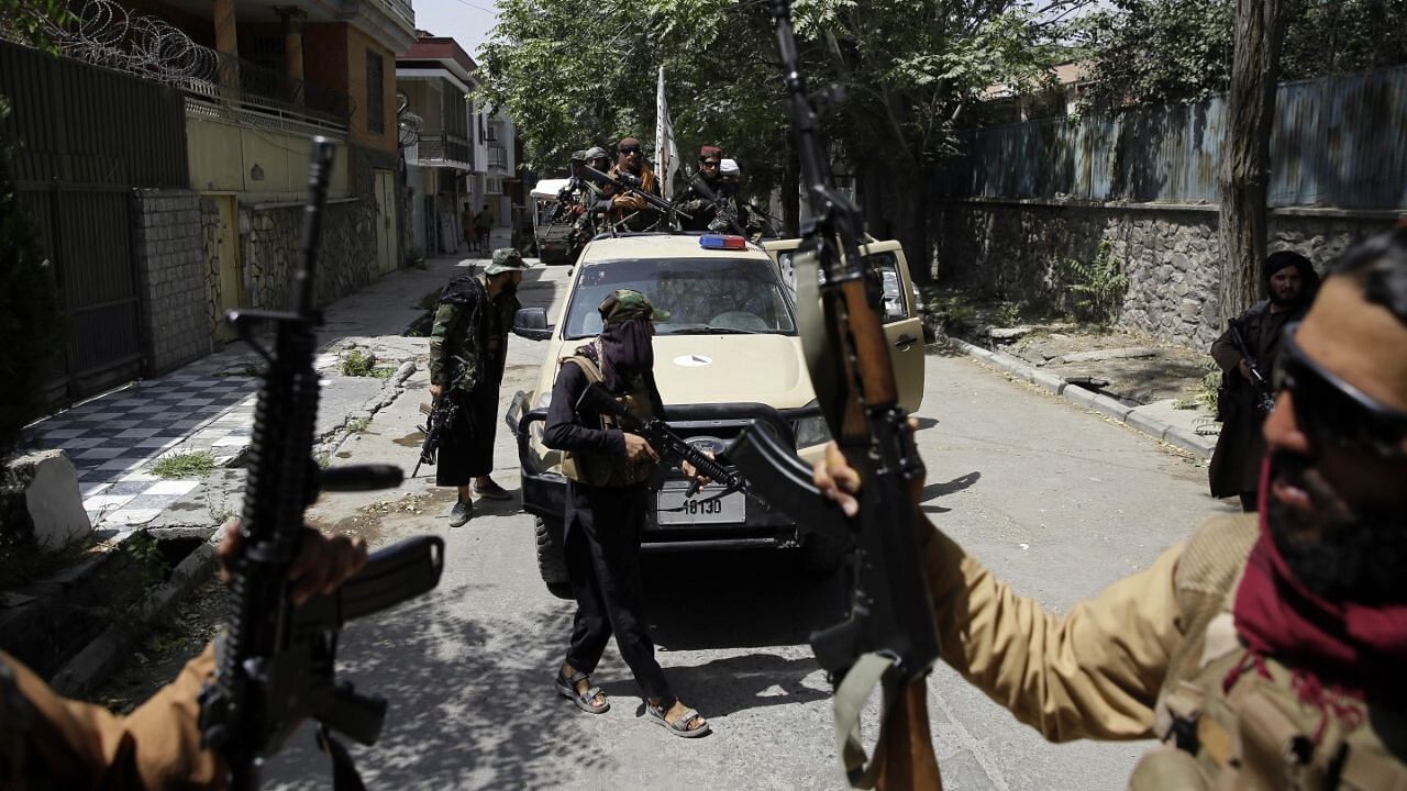 <div class="paragraphs"><p>Taliban fighters patrol in Kabul, Afghanistan.&nbsp;</p></div>