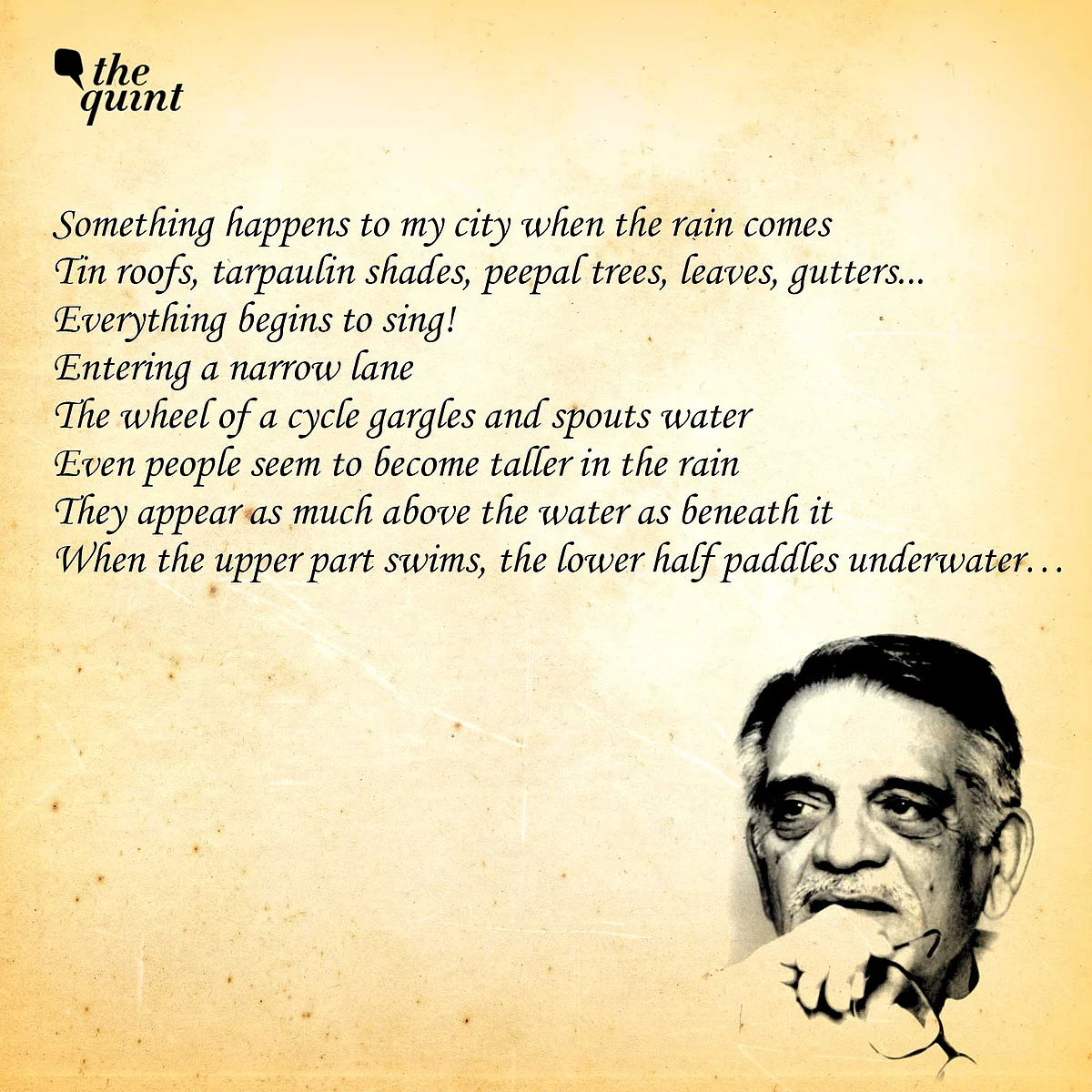 <div class="paragraphs"><p>Gulzar's poem on rains in Mumbai. </p></div>