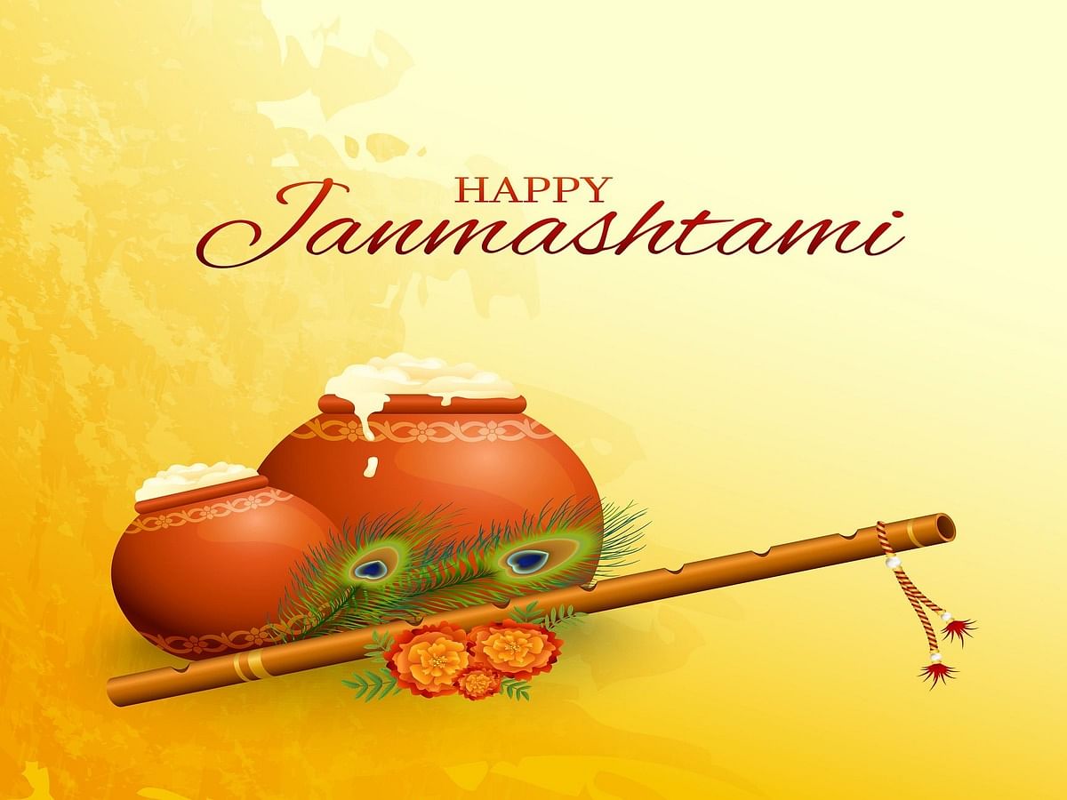 Here are some images, greetings and wishes in Hindi and English on the occasion of Janmashtami.