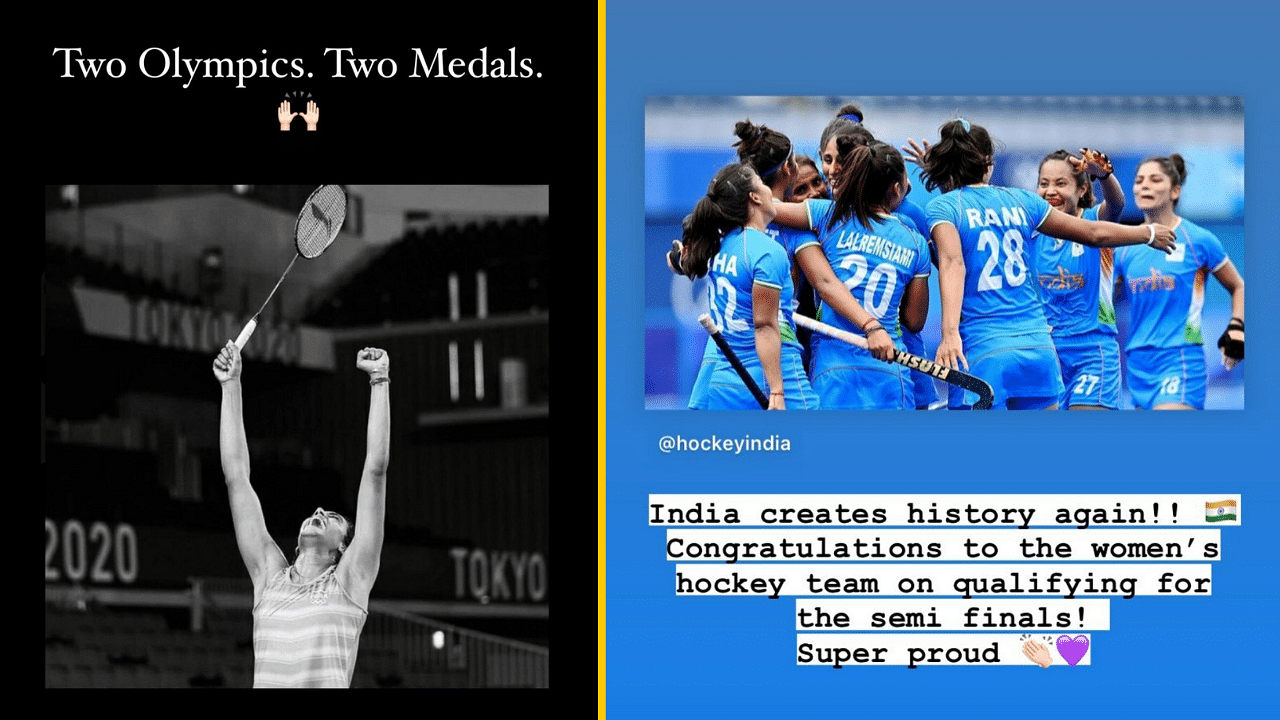 <div class="paragraphs"><p>Celebrities like Alia Bhatt, Arjun Kapoor, Anushka Sharma congratulate PV Sindhu and Indian women's hockey team on historic wins.</p></div>