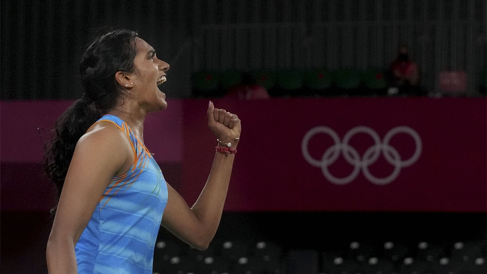 <div class="paragraphs"><p>PV Sindhu celebrates winning the Bronze medal at the 2020 Tokyo Olympics.</p></div>