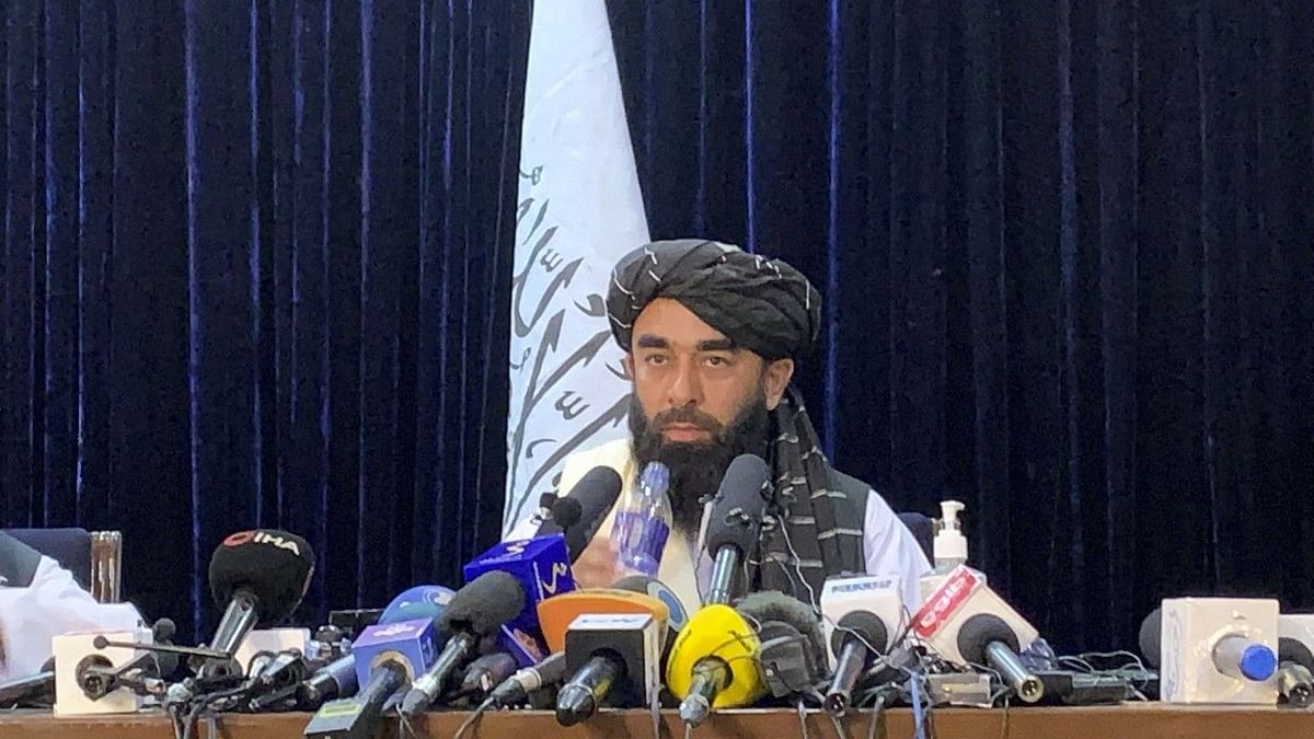 <div class="paragraphs"><p>Taliban spokesperson Zabihullah Mujahid speaks  at his first news conference in Kabul, Afghanistan.</p></div>