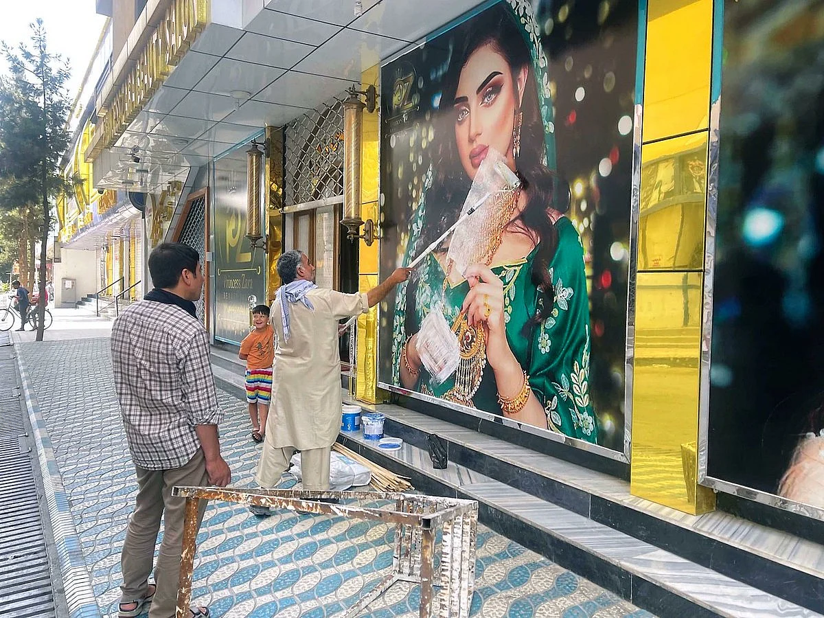 <div class="paragraphs"><p>Beauty salons covering up women's pictures in Afghanistan.</p></div>