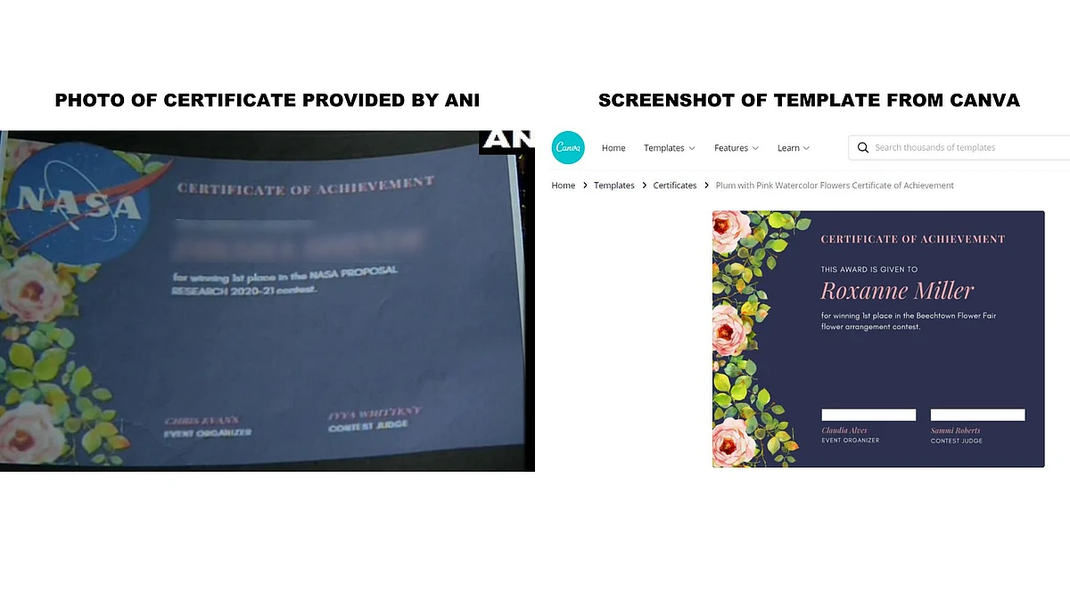 <div class="paragraphs"><p>Certifcate shared on ANI seemed to be a template available on Canva.</p></div>