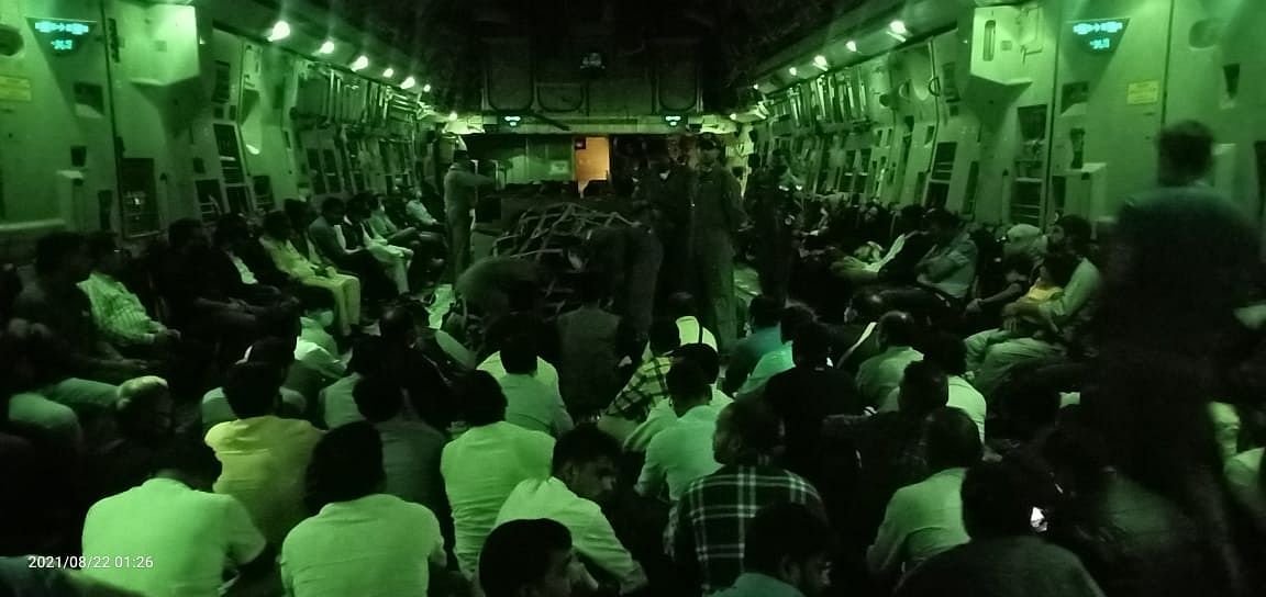 <div class="paragraphs"><p>168 passengers onboard, including 107 Indian nationals, are seen onboard the Indian Air Force special repatriation flight</p></div>