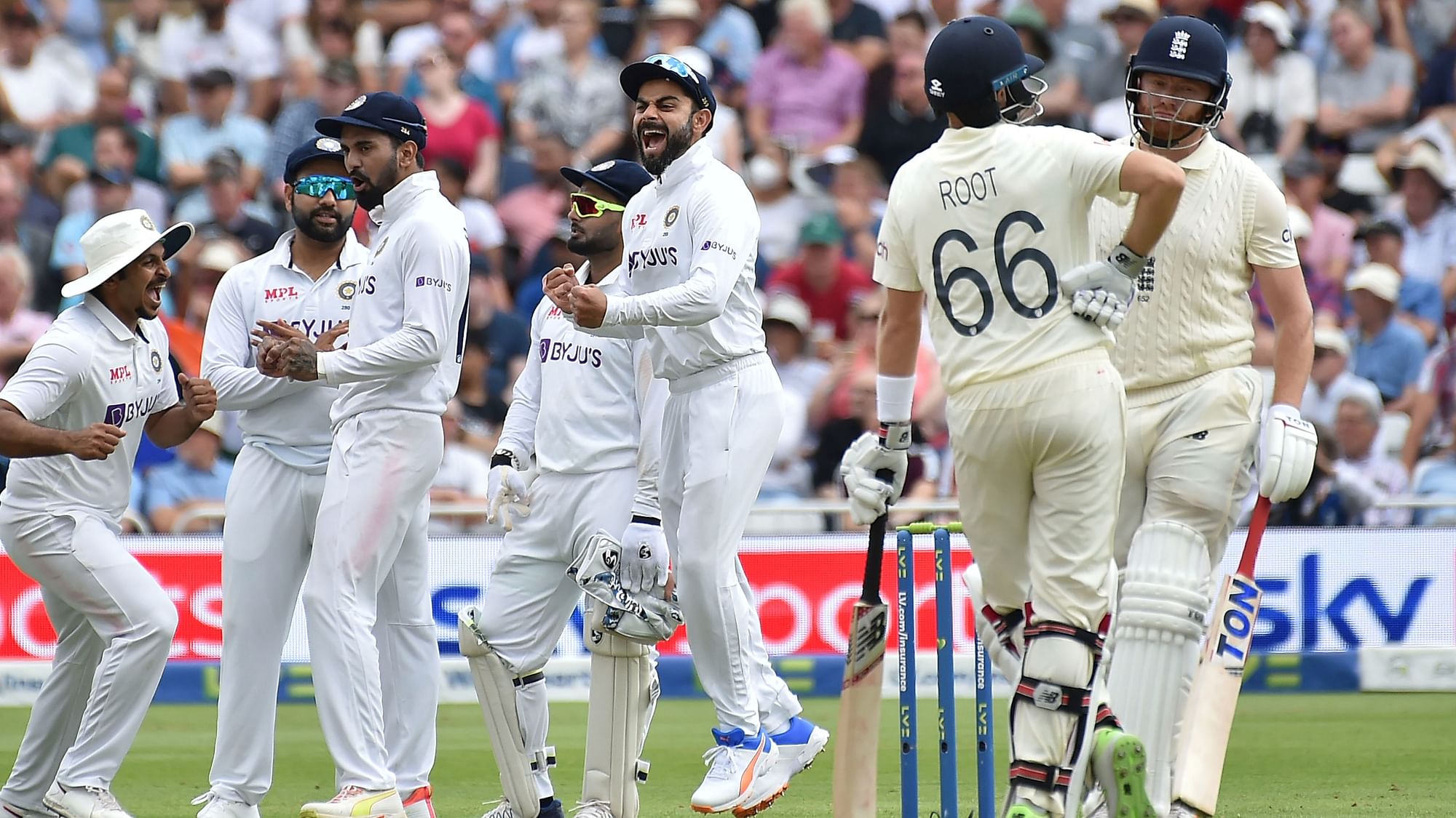 <div class="paragraphs"><p>India celebrate the wicket of Jonny Bairstow in the first Test.</p></div>