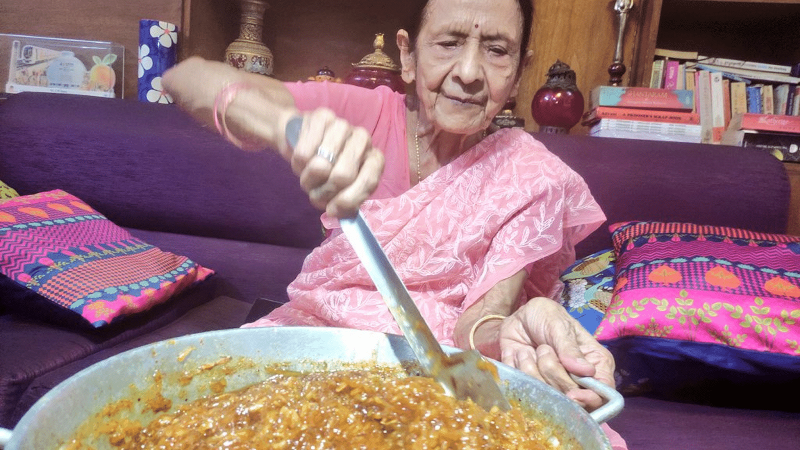 <div class="paragraphs"><p>Usha Gupta, 87-year-old woman selling pickles and chutneys to help COVID-affected families.</p></div>