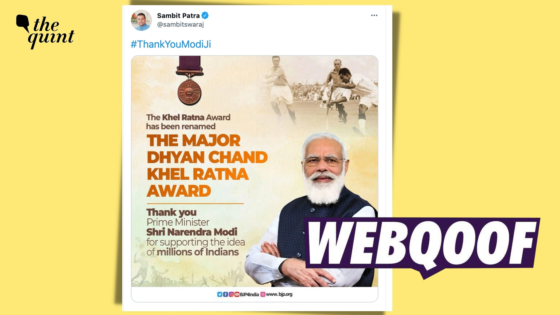 <div class="paragraphs"><p>Prime Minister Narendra Modi has renamed Rajiv Gandhi Khel Ratna Award as Major Dhyan Chand Khel Ratna Award.</p></div>
