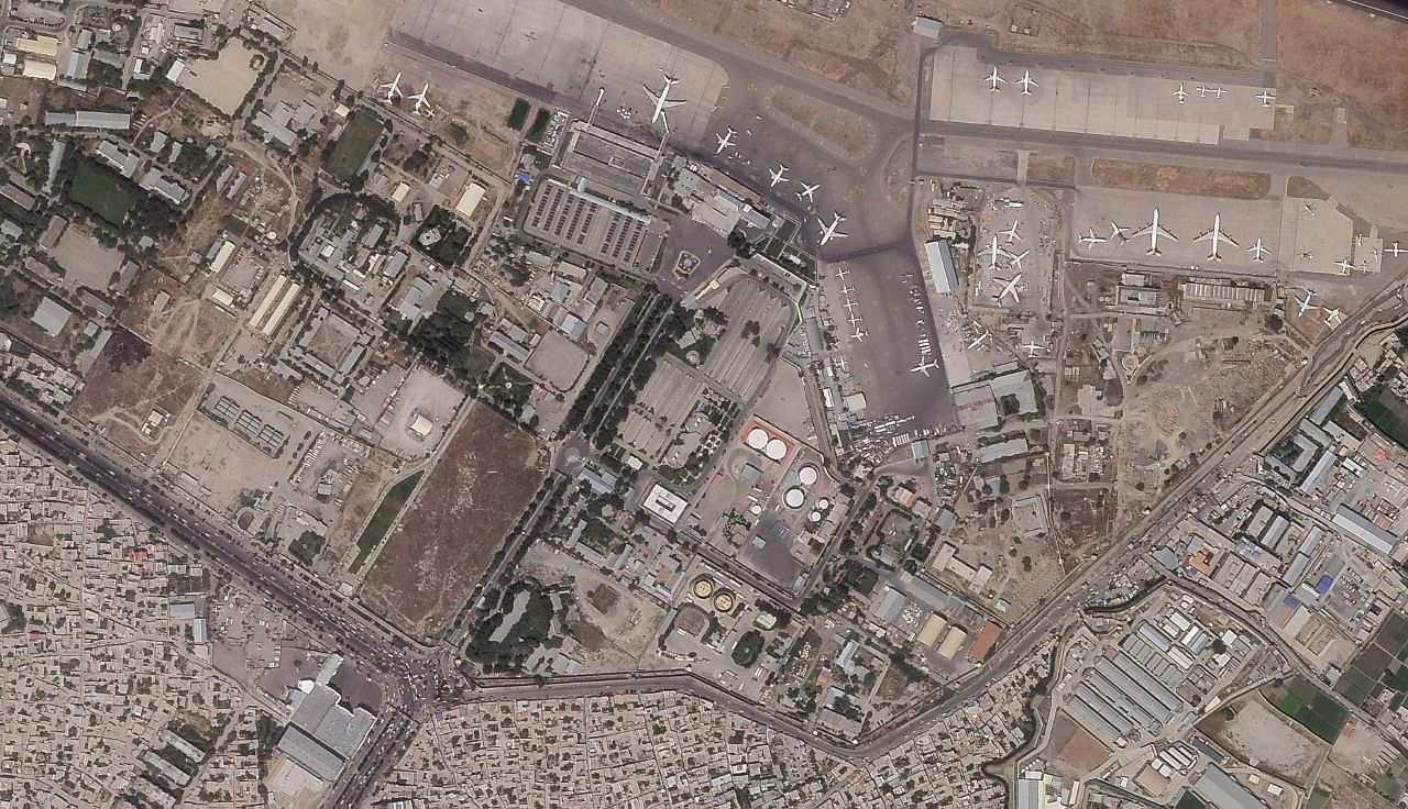 <div class="paragraphs"><p>The satellite photo shows traffic trying to reach the civilian side of the Kabul international airport.</p></div>