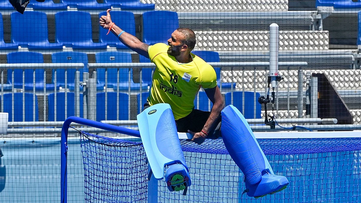 <div class="paragraphs"><p>PR Sreejesh celebrates after India beat Germany 5-4 to win the Bronze medal after 49 years. </p></div>