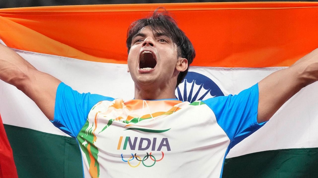 <div class="paragraphs"><p>Neeraj Chopra celebrates his Javelin final win at Tokyo Olympics.</p></div>