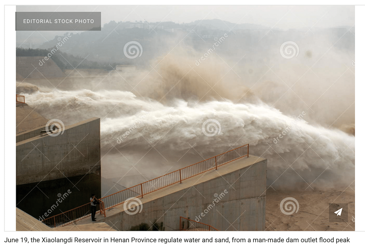 The video shows the Xiaolangdi reservoir in China that impounds the Yellow river.