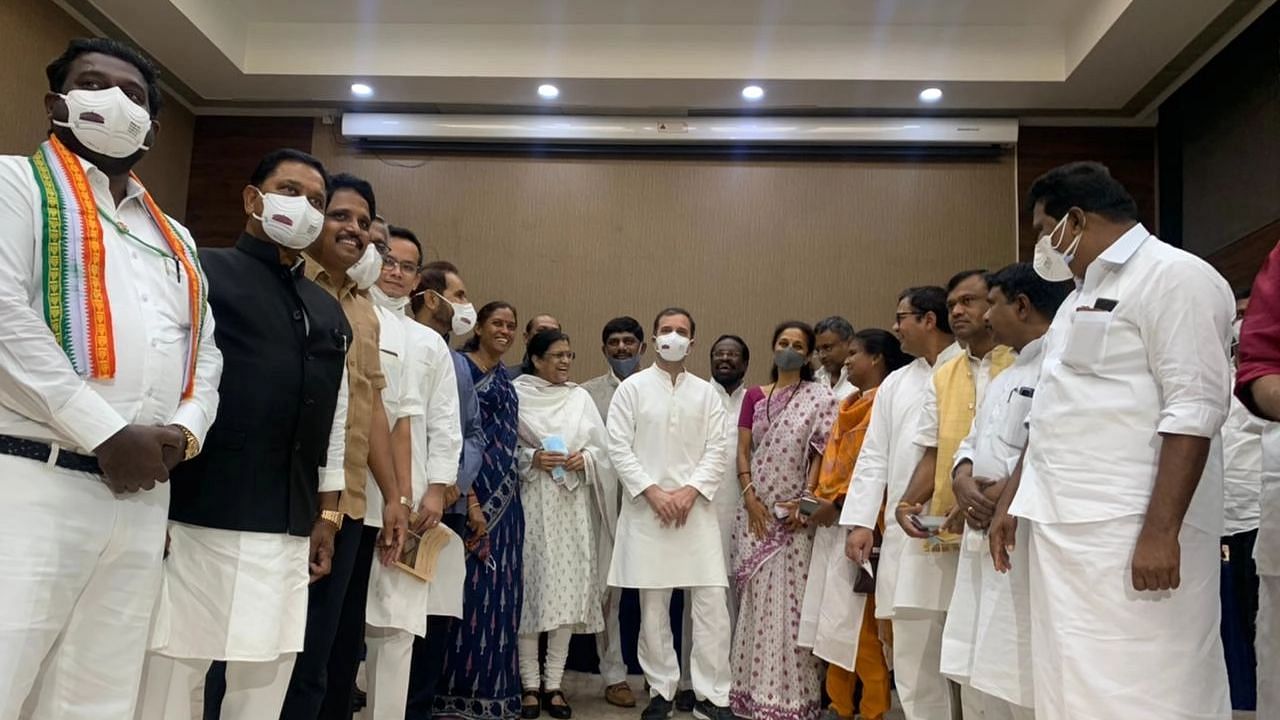 <div class="paragraphs"><p>Rahul Gandhi and other Opposition leaders at the breakfast meeting on Tuesday.&nbsp;</p></div>