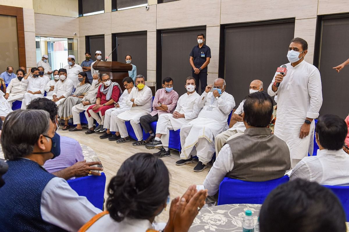 <div class="paragraphs"><p>NCP leader Praful Patel speaks during a breakfast meeting of Opposition leaders at the Constitution Club.</p></div>