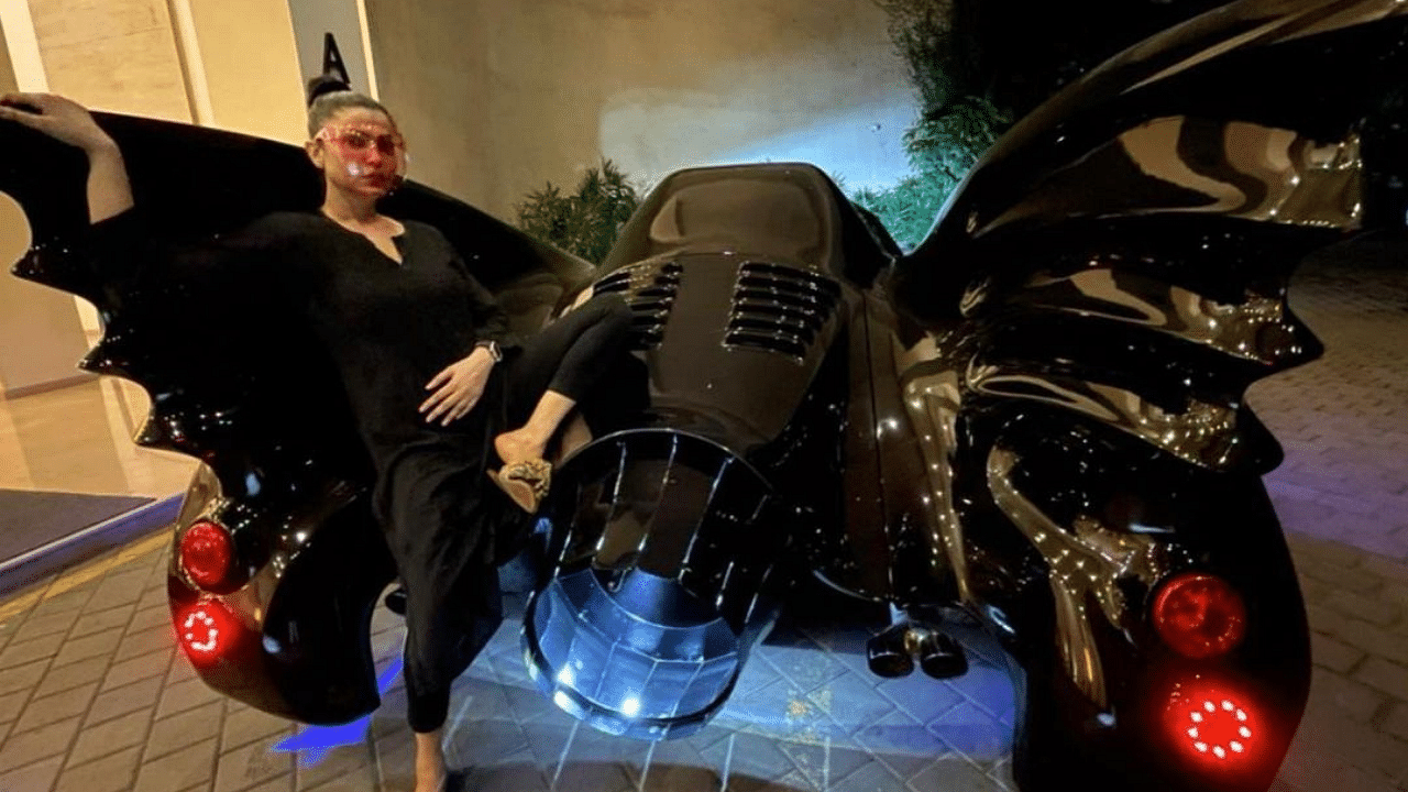 <div class="paragraphs"><p>Shaira Ahmed Khan with the luxury vehicle Batmobile.</p></div>