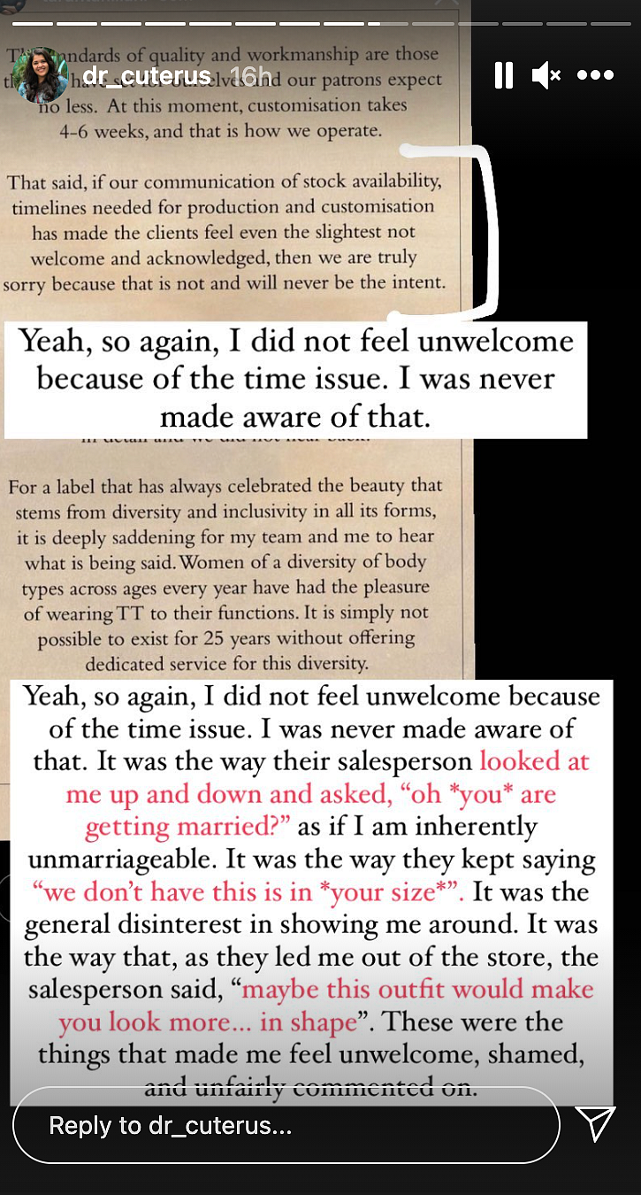 ‘Felt Unwelcome, Shamed’: Dr Tanaya on Her Experience at Tarun Tahiliani’s Store