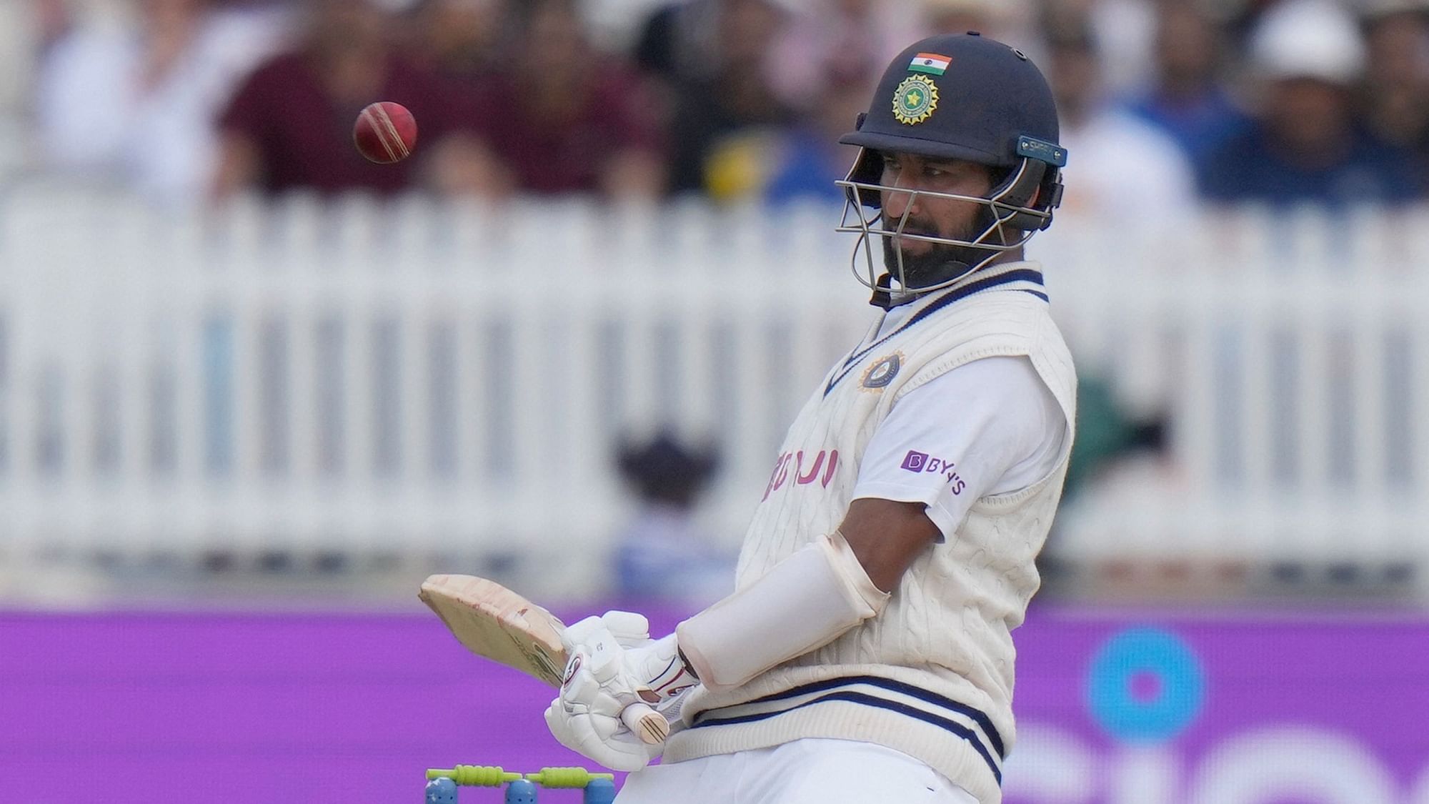 <div class="paragraphs"><p>Indian batsman Cheteshwar Pujara in action against England on Sunday</p></div>
