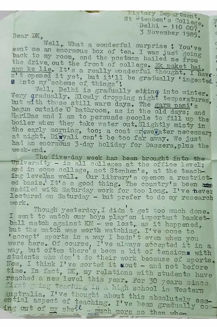 <div class="paragraphs"><p>Letter from Dr Baker to DK Roy in 1985.</p></div>