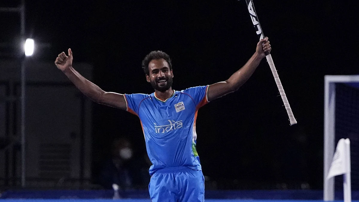 <div class="paragraphs"><p>Tokyo: India's Gurjant Singh celebrates after scoring during a men's field hockey match against Britain at the 2020 Summer Olympics, Sunday, Aug. 1, 2021, in Tokyo, Japan.</p></div>