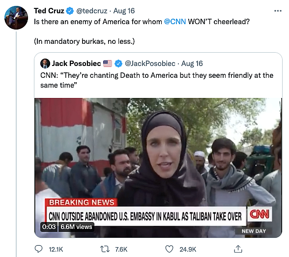 'Journo Not Flying to Cancun': CNN Slams US Senator for Afghanistan Tweet