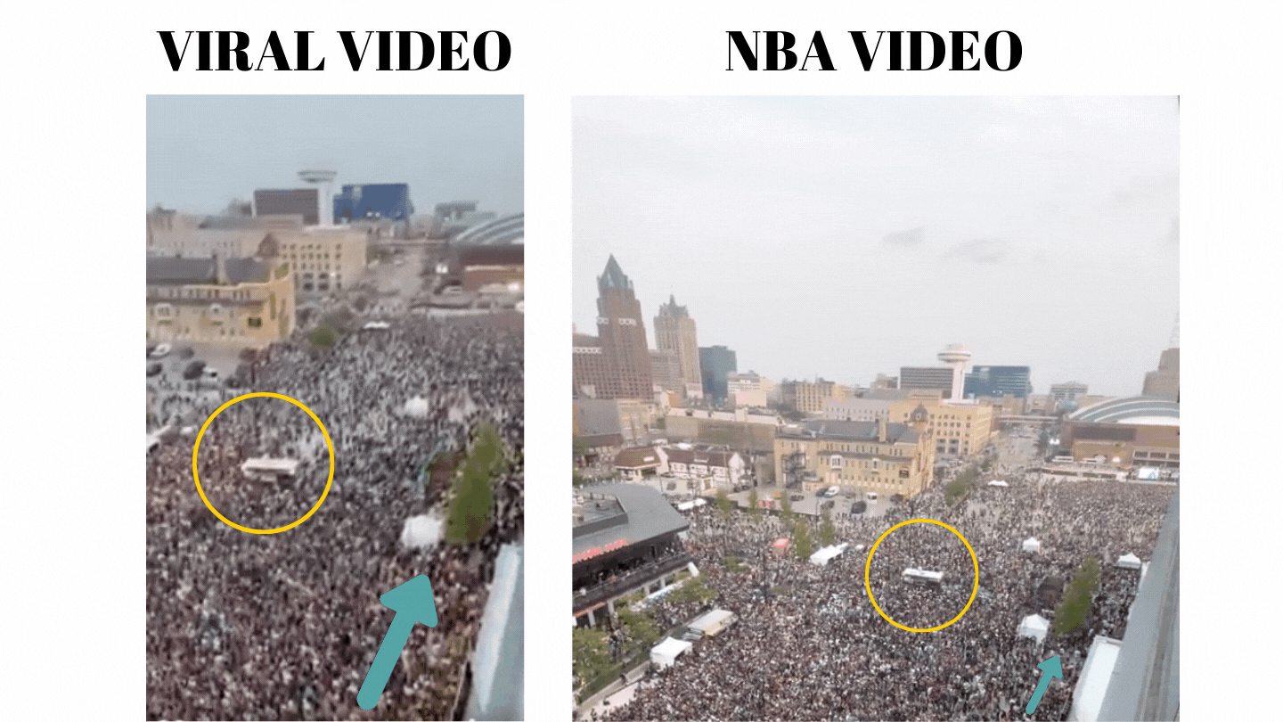 <div class="paragraphs"><p>Left: Viral video. Right: Video uploaded by NBA.</p></div>