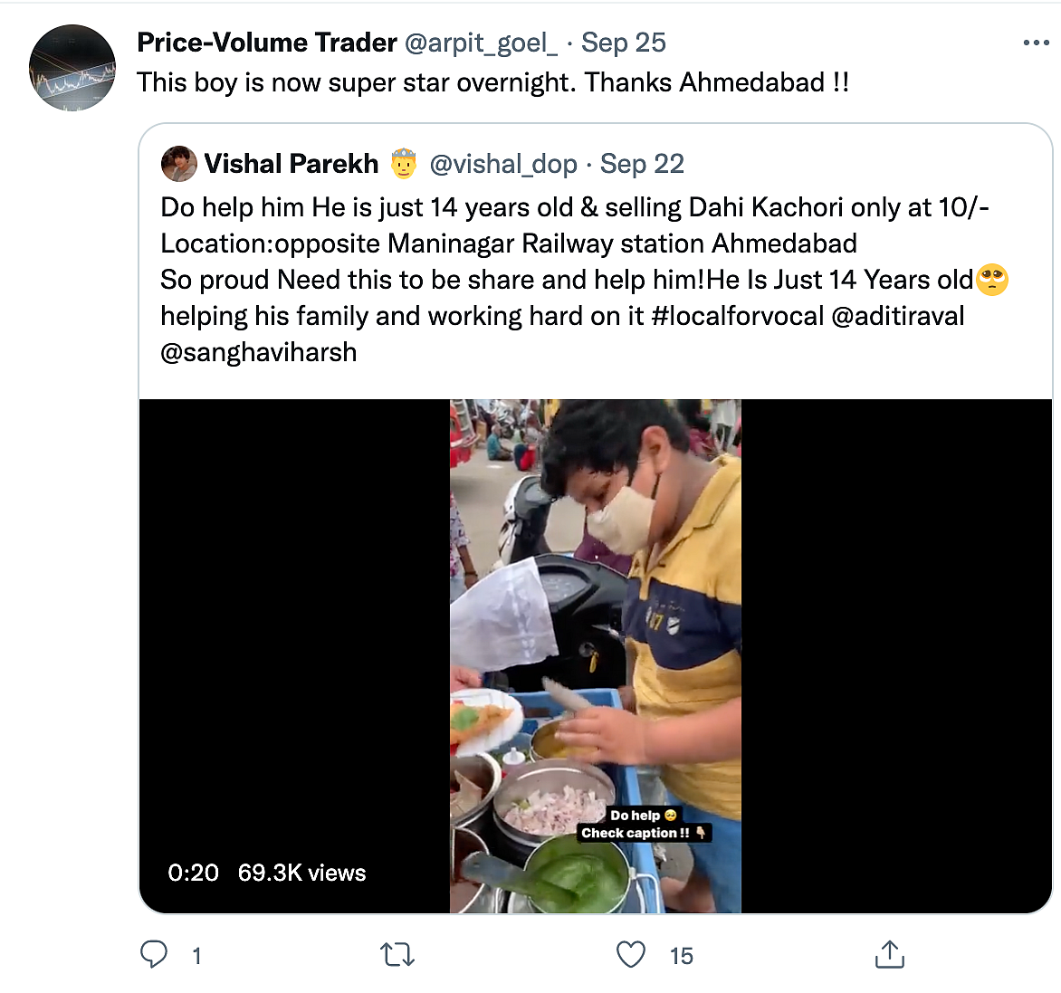 14-Year-Old Sells Dahi Kachori To Support His Family, Netizens Lend Helping Hand