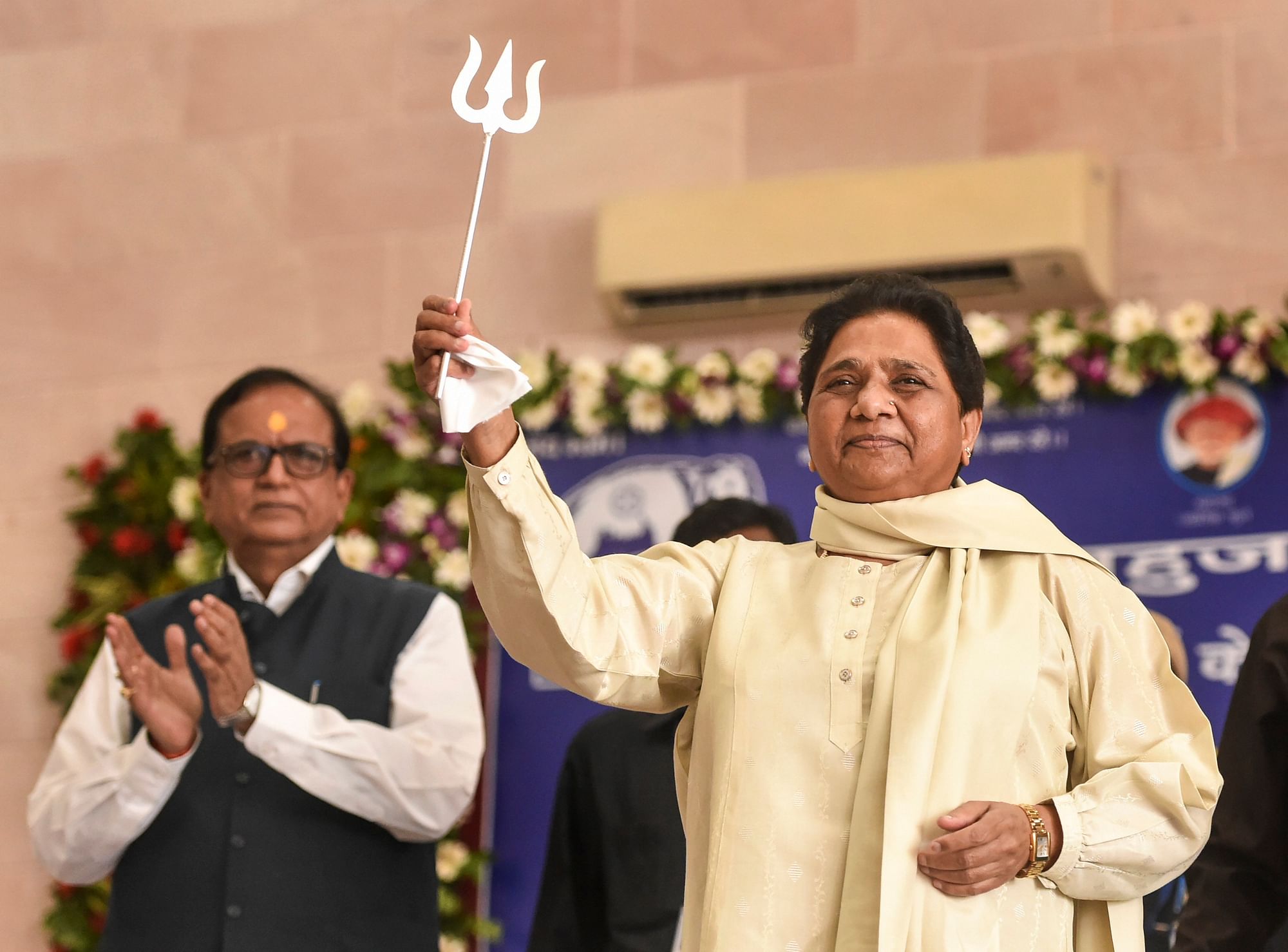 <div class="paragraphs"><p>BSP chief Mayawati at the&nbsp;Prabudh Sammelan' on 7 September.</p></div>