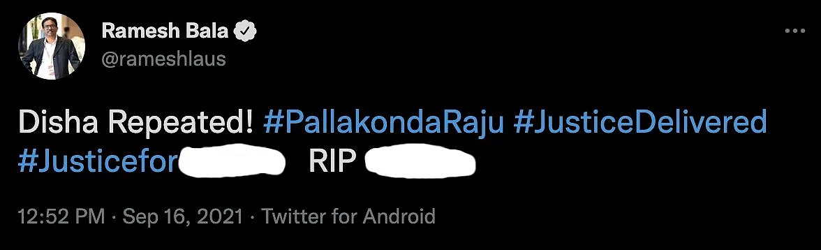 'Justice Served': Netizens After Saidabad Rape Accused Found Dead