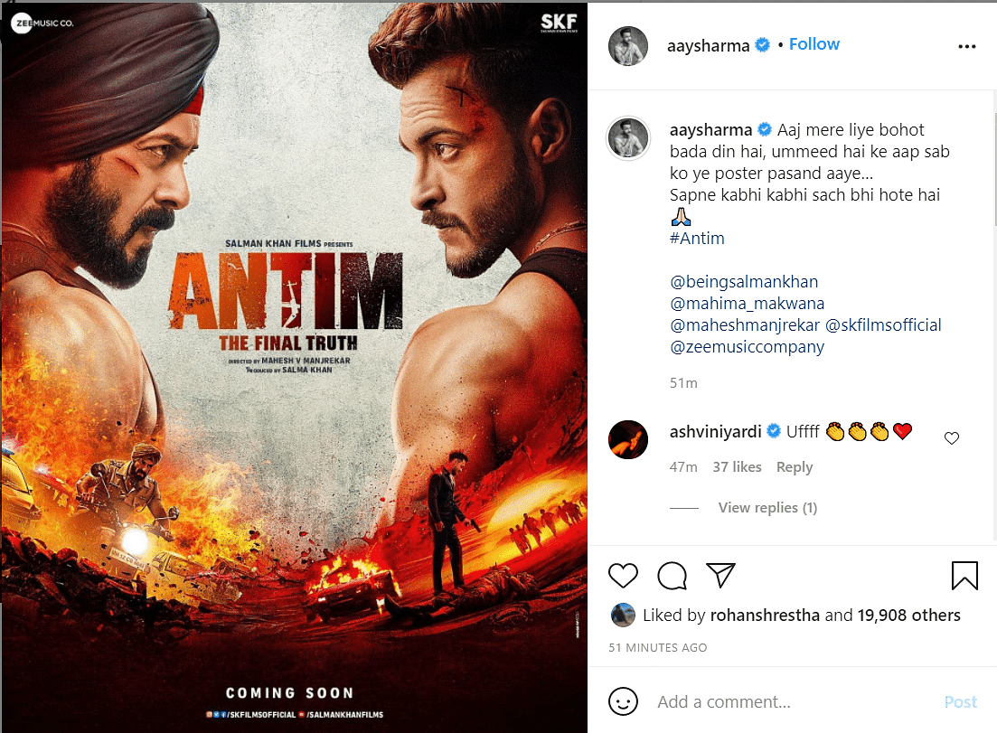 Salman Khan and Aayush Sharma play a cop and gangster respectively in Antim: The Final Truth. 