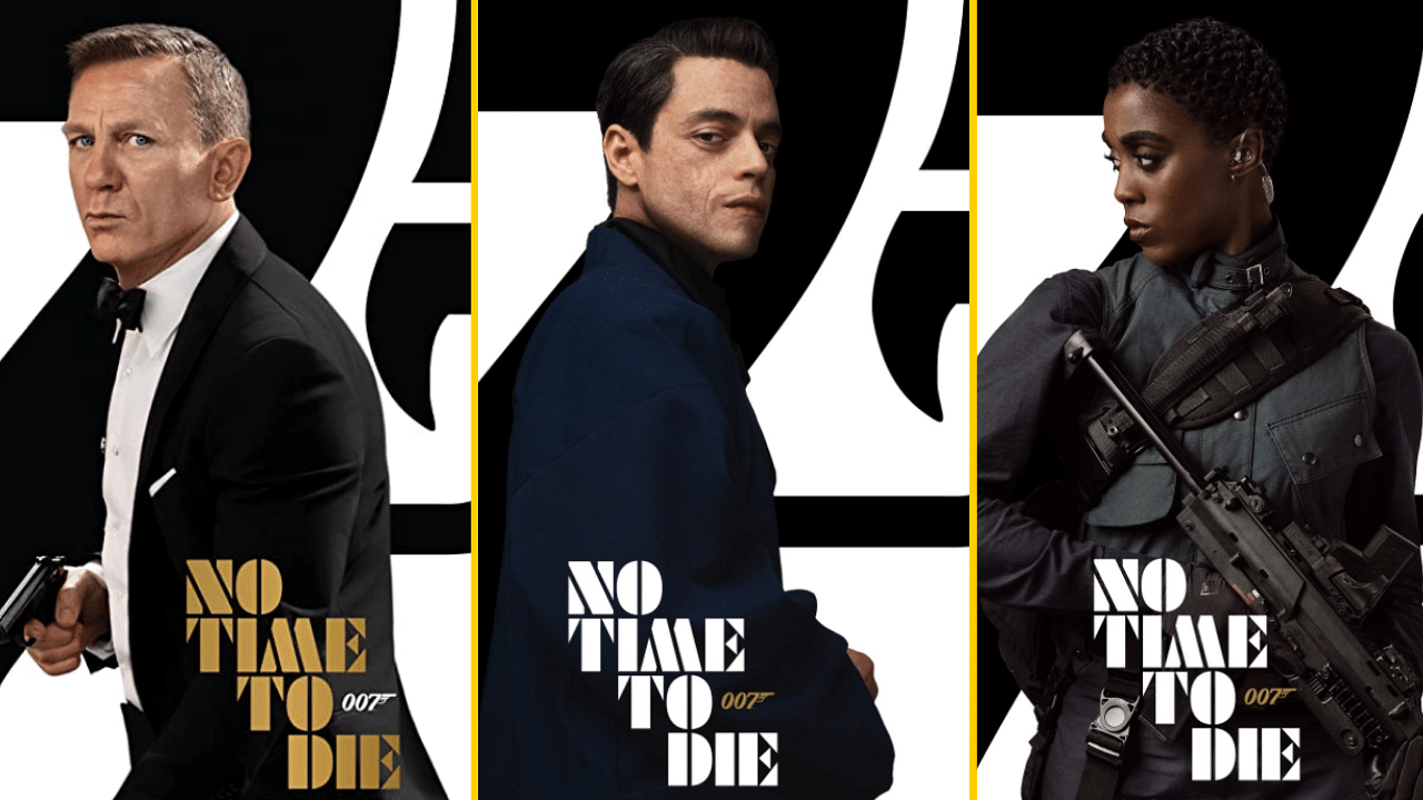 <div class="paragraphs"><p>Daniel Craig, Rami Malek, and&nbsp;Lashana Lynch in the character posters for James Bond film&nbsp;<em>No Time to Die.</em></p></div>