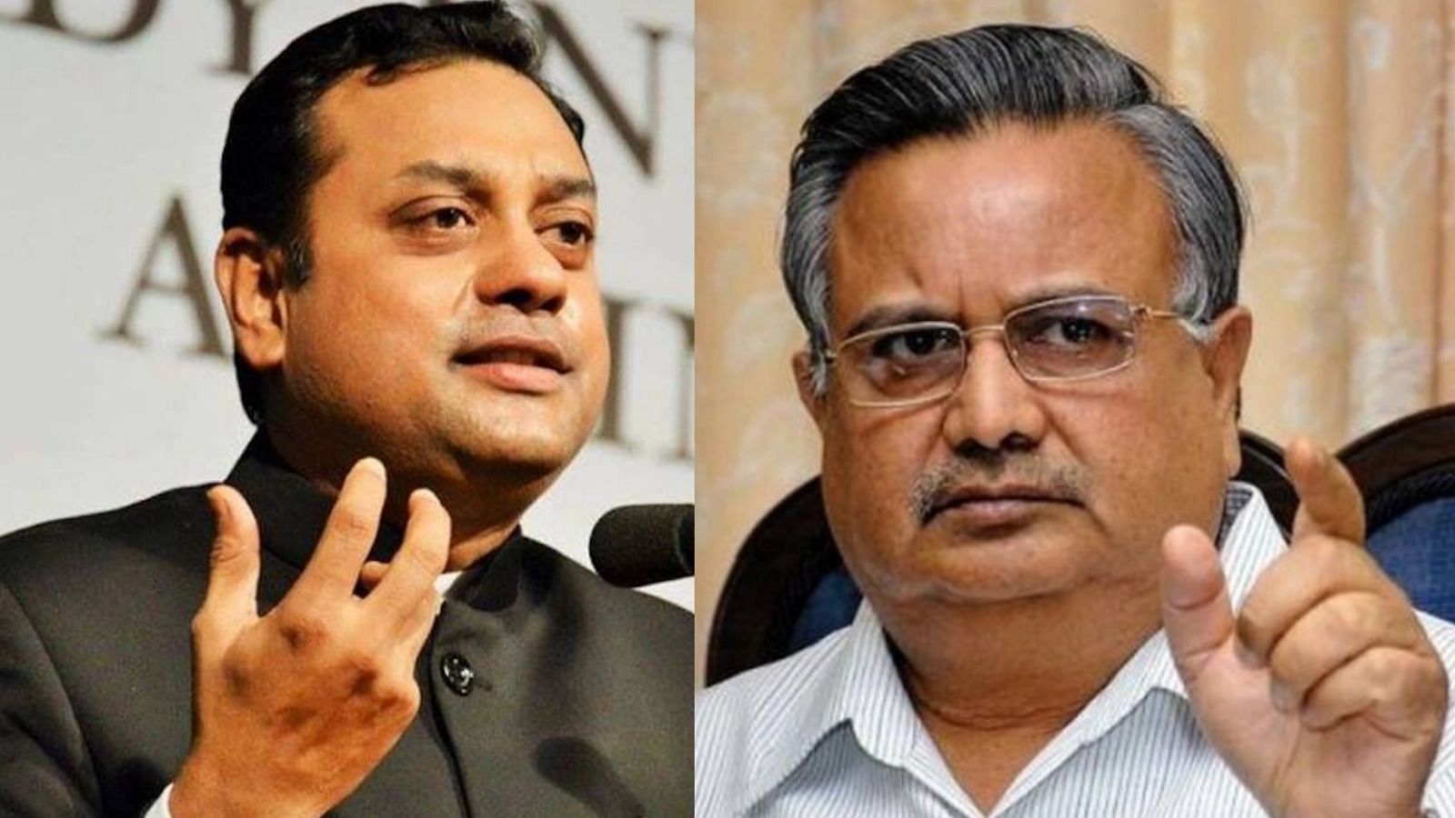 <div class="paragraphs"><p>File photo of BJP Spokesperson Sambit Patra and&nbsp;former Chief Minister Raman Singh.</p></div>
