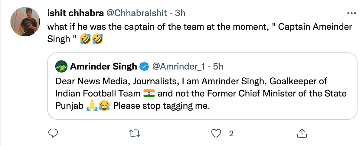 ‘Stop Tagging Me’: Footballer Amrinder Singh on Being Confused With Ex Punjab CM